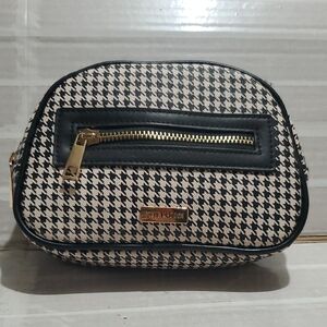 Steve Madden Belt Tuck Black and White Houndstooth Women's Bag